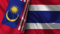 Thailand and Malaysia Realistic Flag Ã¢â¬â Fabric Texture Illustration Royalty Free Stock Photo